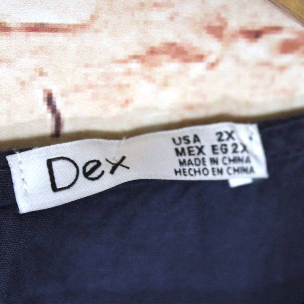 Dex Plus | Navy Ruffle Front Embroidered Detailed Blouse - Picture 4 of 8